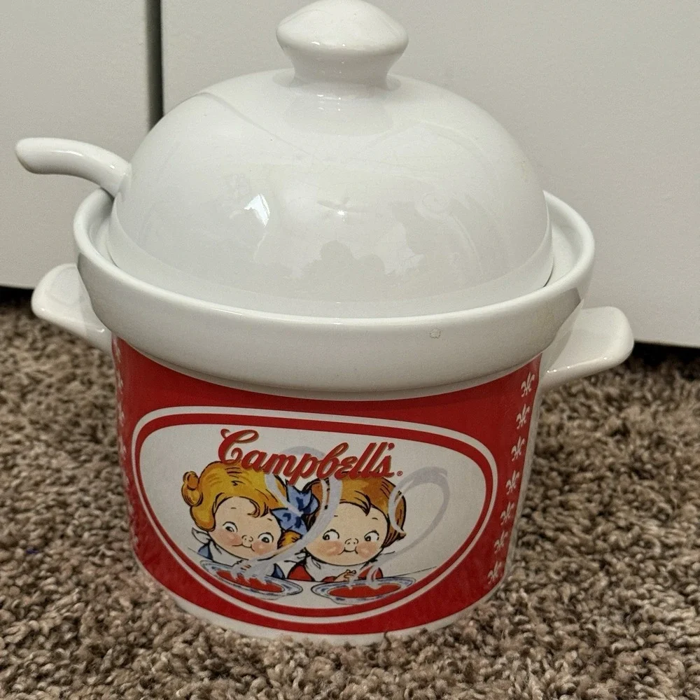 Campbell's 2004 Soup Tureen Serving Bowl with Lid and Ladle Houston‎ Harvest